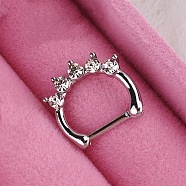 316L Stainless Steel Micro Pave Cubic Zirconia Hoop Nose Rings, Round, Inner Diameter: 10mm, Pin: 1.2mm(WG5D603-09)