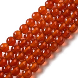 Natural Agate Beads Strands, Dyed, Round, Red, 6mm, Hole: 1mm, about 65pcs/strand, 15.5 inch(X-G-G390-6mm-03)