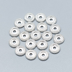 925 Sterling Silver Spacer Beads, Flat Round, Silver, 8x2mm, Hole: 1.8mm(STER-T002-72S)