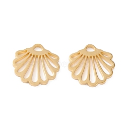 304 Stainless Steel Pendants, Manual Polishing, Cadmium Free & Nickel Free & Lead Free, Shell Charm, Ion Plating(IP), Real 18K Gold Plated, 15x16x1.5mm, Hole: 2x3mm(STAS-F231-070G-NR)