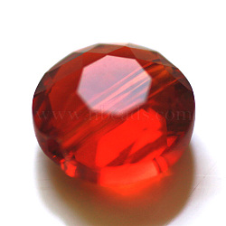 Imitation Austrian Crystal Beads, Grade AAA, Faceted, Flat Round, Red, 12x6.5mm, hole: 0.9~1mm(SWAR-F053-12mm-06)
