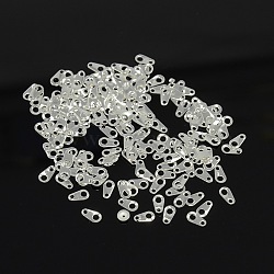 Brass Chain Tabs, Silver Color, about 3mm wide, 6mm long, hole: 1mm(X-EC553-2S)