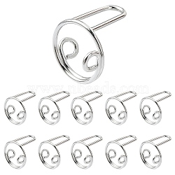 10Pcs Adjustable Brass Rings, Platinum, 14x8mm, Inner Diameter: 12~13mm, 10pc/set(RJEW-CJ0001-01P)
