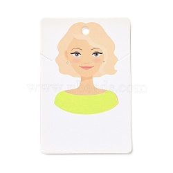 Paper Earring Display Cards, Earring Holder Cards, Rectangle with Girl Pattern, Bisque, 9x6x0.03cm, Hole: 5mm and 1mm(DIY-B061-04D)