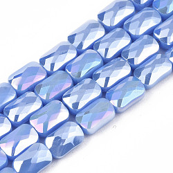 Electroplate Opaque Solid Color Glass Beads Strands, AB Color Plated, Faceted, Rectangle, Cornflower Blue, 7x4x3mm, Hole: 1mm, about 79~80pcs/strand, 20.47 inch(52cm)(EGLA-N002-25-A05)