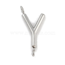 304 Stainless Steel Letter Connector Charms, Stainless Steel Color, Letter Y, 12x6x2mm, Hole: 1.2mm(STAS-M108-01P-25)