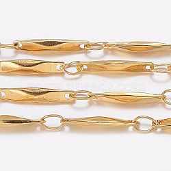 3.28 Feet Ion Plating(IP) 304 Stainless Steel link Chains, Soldered, Golden, 11x2x1.5mm(X-CHS-K007-08G)