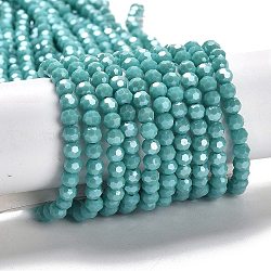 Opaque Glass Beads Strands, Faceted, Round, Cadet Blue, 4mm, Hole: 0.7mm, about 88~95pcs/strand, 12.99~14.06 inch(33~35.7cm)(EGLA-A035-P4mm-A12)