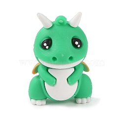 PVC Plastic Pendants, Dinosaur, Green, 49.5x32x25mm, Hole: 2mm(KY-I010-01B)