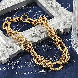 304 Stainless Steel Oval Link Chain Bracelets for Women, Ion Plating(IP), Golden, 8-3/8 inch(21.3cm)(BJEW-F488-43G)