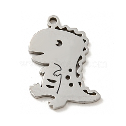 201Stainless Steel Pendants, Laser Cut, Dinosaur, Stainless Steel Color, 17x13.5x1mm, Hole: 1.2mm(FIND-Z009-03P)