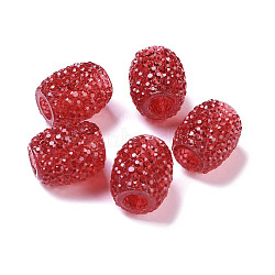 Transparent Resin European Jelly Colored Beads, Large Hole Barrel Beads, Bucket Shaped, Dark Red, 15x12.5mm, Hole: 5mm(RESI-B025-01A-01)