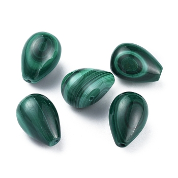 Natural Malachite Beads, Dyed, Half Drilled, Teardrop, 14x10mm, Half Hole: 1mm