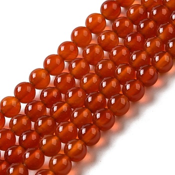 Natural Agate Beads Strands, Dyed, Round, Red, 6mm, Hole: 1mm, about 65pcs/strand, 15.5 inch