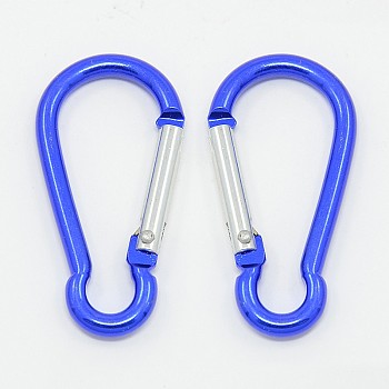 Aluminum Rock Climbing Carabiners, Key Clasps, Blue, 50x24x4mm