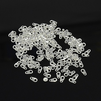 Brass Chain Tabs, Silver Color, about 3mm wide, 6mm long, hole: 1mm