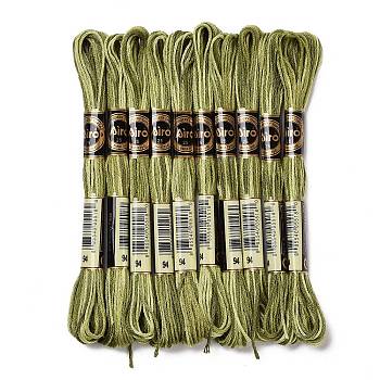 10 Skeins 6-Ply Polyester Embroidery Floss, Cross Stitch Threads, Segment Dyed, Olive Drab, 0.5mm, about 8.75 Yards(8m)/skein