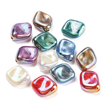 Acrylic Imitation Pearl Beads, Rhombus, Mixed Color, 19.5x16x8.5mm, Hole: 2mm