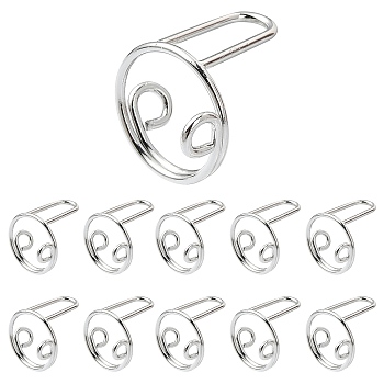 10Pcs Adjustable Brass Rings, Platinum, 14x8mm, Inner Diameter: 12~13mm, 10pc/set