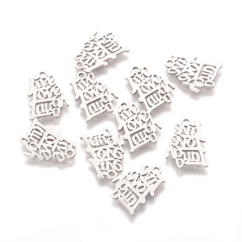 201 Stainless Steel Pendants, Laser Cut, Word Live Love Laugh, Stainless Steel Color, 17x12x1mm, Hole: 1.5mm