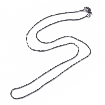 Brass Venetian Chain, Box Chain Necklaces, with Lobster Claw Clasps, Long-Lasting Plated, Gunmetal, 16.53 inch(42cm), 1mm