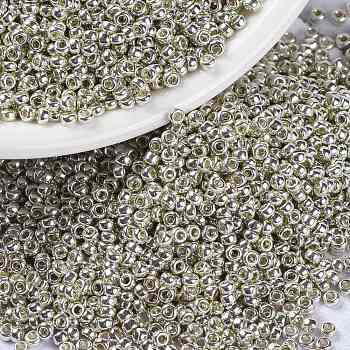 MIYUKI Round Rocailles Beads, Japanese Seed Beads, (RR181) Galvanized Silver, 15/0, 1.5mm, Hole: 0.7mm, about 5555pcs/bottle, 10g/bottle