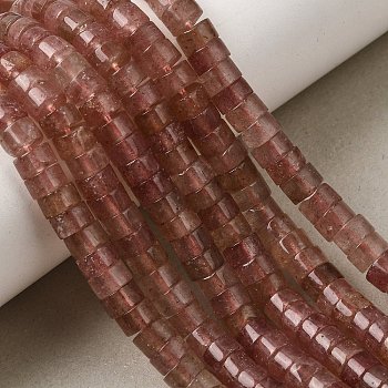 Natural Strawberry Quartz Beads Strands, Heishi Beads, Flat Round/Disc, 6x3~3.5mm, Hole: 0.8mm, about 54~55pcs/strand, 7.38''~7.54''(18.75~19.15cm)