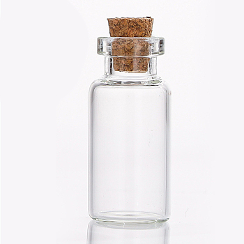 Mini High Borosilicate Glass Bottle Bead Containers, Wishing Bottle, with Cork Stopper, Column, Clear, 1.6x3.5cm, Capacity: 3ml(0.10fl. oz)