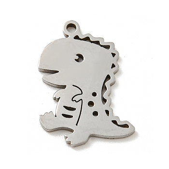 201Stainless Steel Pendants, Laser Cut, Dinosaur, Stainless Steel Color, 17x13.5x1mm, Hole: 1.2mm
