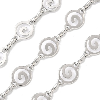 304 Stainless Steel Spiral Link Chains, Unwelded, with Card Paper, Stainless Steel Color, 13x9x0.5mm