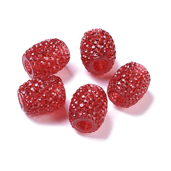 Transparent Resin European Jelly Colored Beads, Large Hole Barrel Beads, Bucket Shaped, Dark Red, 15x12.5mm, Hole: 5mm