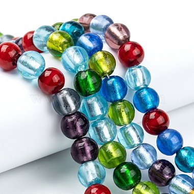 Chapelets de perles de feuille d'argent en verre(X-SL02)-4