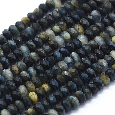 6mm Blue Rondelle Tiger Eye Beads