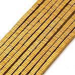Electroplated Synthetic Non-magnetic Hematite Beads Strands, Thin Slice Flat Square Beads, Golden Plated, 3x3x1mm, Hole: 0.9~1mm, about 399~408pcs/strand, 15.71~16.06''(39.9~40.8cm)(G-P262-22-G01)