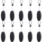 10Pcs Iron Plastic Keychains, Oval, Platinum, Black, 160mm(KEYC-GF0001-27A)