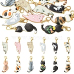 12Pcs Alloy Enamel Pendant Decorations, with Alloy Lobster Claw Clasps, Mixed Color, 42~43mm(HJEW-YW00472)