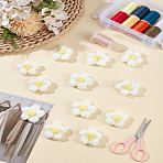 20Pcs Handmade Cotton Knitting Ornament Accessories, for DIY Sewing Craft, Flower, White, 37~41x12~15mm, 20pcs/set(DIY-LP0003-34)