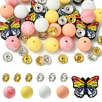 DIY Jewelry Making Findings Kits, including Silicone Beads, Iron Rhinestone Spacer Beads, Colorful, 45pcs/set(DIY-YW0011-18C)