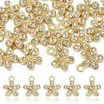 20Pcs Rack Plating Alloy Rhinestone Charms, Flower, Lead Free & Nickel Free & Cadmium Free, Light Gold, 14.5x11.5x3mm, Hole: 2mm(FIND-YW0010-20)