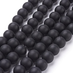 Synthetic Black Stone Beads Strands, Frosted, Round, Black, 10mm, Hole: 0.8mm, about 39pcs/strand, 14.5~15 inch(G508-2)