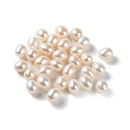 Natural Cultured Freshwater Pearl Beads, Half Drilled, Rice, Grade 5A, WhiteSmoke, 6~7.5x5~6mm, Hole: 0.9mm(PEAR-E020-15)