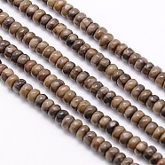Natural Petrified Wood Beads Strands, Faceted, Rondelle, Camel, 4x2.5mm, Hole: 0.5mm(G-G551-06)