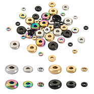 Jewelry 60Pcs 12 Style 304 Stainless Steel Spacer Beads, Donut, Mixed Color, 4~8x1~2.5mm, Hole: 2~3mm, 5pcs/style(STAS-PJ0001-34)