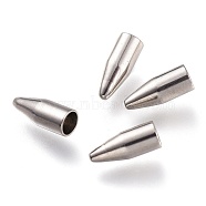 202 Stainless Steel Cord End Caps, Bullet Shape, Stainless Steel Color, 9x3.5mm, Hole: 2.8mm(STAS-I168-04P)