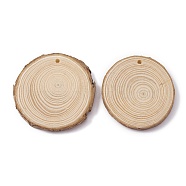 Unfinished Wood Pendants, Rustic Wood Disc, for DIY Painting Supplies, Home Decorations, Flat Round, Tan, 5~6x0.6cm, Hole: 3.5mm(WOOD-WH0025-46C)