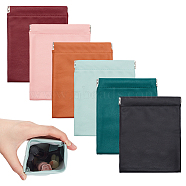 5pcs 5 colors PU Leather Earphone Pouches, Headphone Storage Bags, with Snap Spring Closure, Mixed Color, 14.8x12x0.55cm, 1pc/color(ABAG-NB0001-72)