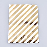 Diagonal Stripe Pattern Eco-Friendly Paper Bags, Gift Bags, Shopping Bags, Rectangle, Gold, 18x13x0.01cm(AJEW-M207-F01-03)