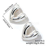 Elegant Heart Hoop Earrings, with Smooth Surface, Trendy and Versatile, Silver, 20x20mm(YB0661-2)