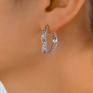 Stainless Steel Irregular Geometric Fashion Hoop Earrings for Women, Heart, Silver, 26x26mm(WL3823-2)