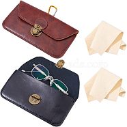 Nbeads 2Pcs PU Leather Waist Bag, with Iron Tuck Lock Clasp & Alloy Spring Gate Ring, 2 Slots, Rectangle, for Change, Eyeglasses Storage, with 2Pcs Suede Polishing Cloth, Mixed Color, Bag: 190x105x24mm, Polishing Cloth: 95x75x2mm(AJEW-NB0003-40)